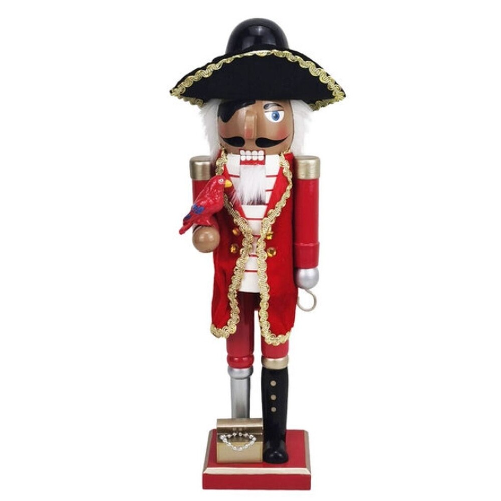 Wooden Christmas Nutcracker,15",ONE FOOT PIRATE WITH PARROT & TREASURE CHEST,P&T